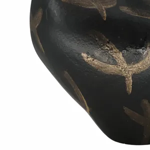 Handmade Black Metal <b>Vase</b> with <b>Gold</b> Accents Modern Tabletop Flower Decor for Housewarming - Product Image 4