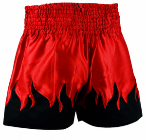 Pantalones Cortos de Muay Thai con Logotipo Personalizado al por Mayor, Pantalones Cortos de Kickboxing con Apliques de Llamas Negras, Pantalones Cortos de Boxeo MMA Transpirables, Pantalones de Artes Marciales - Product Image 1