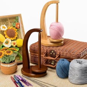 Support en bois pour bobine de fil, double broche, pour filature, tricot et crochet, écologique, tendance, durable, design simple - Product Image 6