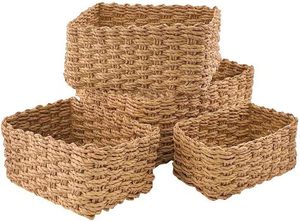 2026 Best Price Natural Rattan <b>Storage</b> <b>Basket</b> <b>Rectangle</b> With Handles Rustic Multi-Purpose Organizing Bin Vintage Home Decoration - Product Image 2