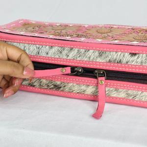 Nouvelle Trousse de Voyage Grande Capacité 2026 en Cuir de Vachette Fait Main à Motifs Floraux pour Fer à Boucler et Lisseur, Résistante à la Chaleur - Product Image 2