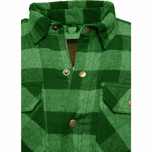 Camisa de Franela a Cuadros para Hombre, Manga Larga, Negra y Gris, con Botones, Doble Bolsillo, para Otoño - Product Image 5