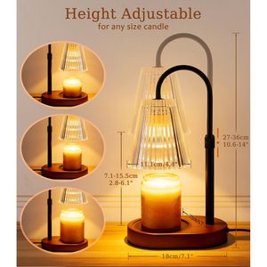 โคมไฟอุ่นเทียนไฟฟ้าแบบหรี่แสงได้ พร้อมตัวตั้งเวลา ปรับความสูงได้ และเตาแก้วสำหรับเทียนขี้ผึ้ง - Product Image 2