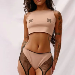 Ropa de Baile Polo para Mujer, Top de Cuello Alto con Pantalones de Cintura Alta, Ligera, Transpirable, para Verano, Servicio OEM - Product Image 1