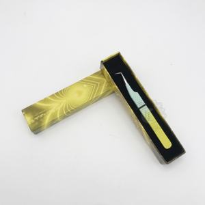 Venta caliente 90 grados Ombre polvo recubrimiento plata punto Acero inoxidable pestañas pinzas diamante patrón tarjeta caja embalaje mano - Product Image 2