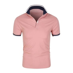 Chemise rose imprimée pour homme, manches courtes, en coton tricoté, coupe classique, respirante, séchage rapide, idéale pour le golf et les occasions décontractées – Meilleure vente - Product Image 1