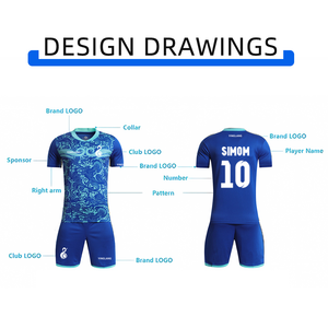 Ensemble de maillots de football pour hommes imprimés par transfert thermique avec logo frontal, uniformes d'équipe personnalisés, 100% polyester, anti-UV et séchage rapide - Product Image 4