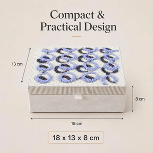 Hand-Beaded <b>Blue</b> Circle Jewelry <b>Box</b> Smart Compartments Luxury Artisan <b>Storage</b> Modern Home Decor Customizable Size Capacity - Product Image 6