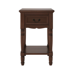 Classic Wooden Nightstand with Drawer and Bottom Shelf, Solid Wood Side Table for Bedroom Living Room Furniture - Product Image 1