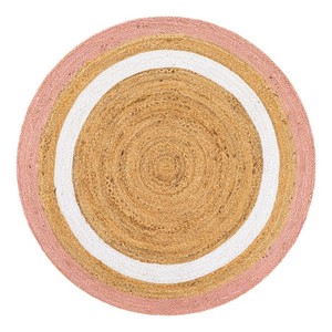 Alfombra de Yute Trenzada Hecha a Mano, Forma Rectangular, Técnica Jacquard, Antideslizante, Bordada, Diseño Abstracto Indio, Moderna, Económica - Product Image 4