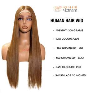 100% vietnamien Remy perruque de cheveux humains Style droit brun clair Full HD pour la couleur naturelle des cheveux en dentelle suisse - Product Image 4