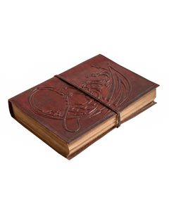 Handmade Hardcover A5 Thin Dragon Embossed Brown Leather Notebook Journal Thread Sewing Cute Business Planner Office School Gift - Product Image 3
