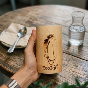 Eco-friendly Bamboo Tea Mug Reusable Sustainable Engraved Travel Cup Floral <b>Pattern</b> Country Design Microwave Dishwasher Safe Eco - Product Image 1