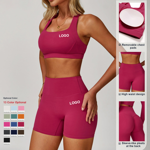 Solid 2 PCS Gym Sport Bra Leggings <b>Set</b> Woman Fitness High Waist Running Women Yoga Seamless Workout <b>Set</b> Women Quick Dry - Product Image 5