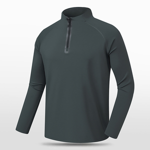 Camiseta Deportiva de Manga Larga con Cierre de Cremallera, Cuello Alto, para Hombre, Color Azul, Ajuste Regular, Secado Rápido, Transpirable y Ecológica - Product Image 4