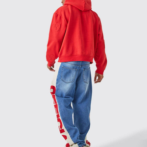Sudadera con Capucha Oversize Roja para Hombre con Estampado de Corazón Roto, Estilo Casual Urbano, Sudadera de Forro Polar para Otoño - Product Image 5