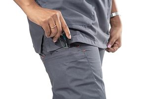 Unisex Gray V-Neck <b>Doctor</b> Scrub <b>Set</b> with Spandex Cotton Fabric Needle Detection Hospital Use Pants Included - Product Image 5