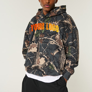 Sudadera con Capucha de Camuflaje para Hombre, Corte Holgado, Logotipo Estampado en la Parte Delantera, Ropa Casual de Otoño - Product Image 2