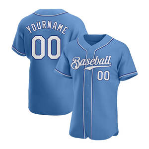 Maillot de baseball authentique personnalisé bleu clair et blanc royal, respirant, séchage rapide, nom d'équipe personnalisé, unisexe adulte - Product Image 1