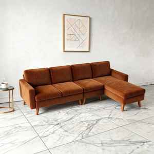 Canapé d'angle traditionnel en velours côtelé rembourré, avec causeuse garnie de mousse, idéal pour petits espaces, salon et bureau d'appartement - Product Image 2