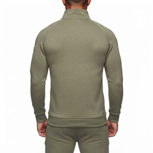 Sweat-shirt en molleton pour homme à fermeture éclair partielle, tricot épais, col montant, poignets côtelés, décontracté, pour l'extérieur - Product Image 2