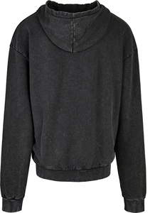 Acid Wash 2025 Rhinestone 100% Polyester/Cotton Blend <b>Fleece</b> Winter Hoodie Men Medium <b>Black</b> Pullover Breathable Windproof Pocket - Product Image 6