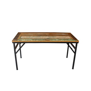 Mesa de Comedor Plegable de Diseño Industrial en Madera Reciclada y Metal para Hotel, Restaurante, Bar - Acabado Antiguo, Resistente y Estable - Product Image 5