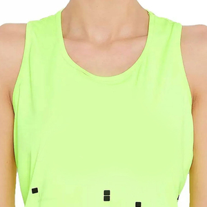 Camiseta sin mangas para mujer, verde, cuello redondo, tejido de punto, color liso, informal, transpirable, 100% algodón, estilo deportivo, con logo frontal - Product Image 1