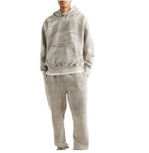 Survêtement Homme Grande Taille Asna Industrial Co Personnalisé 420gsm Épais Effet Vieilli Délavé Streetwear Hiver Strass Uni - Product Image 1