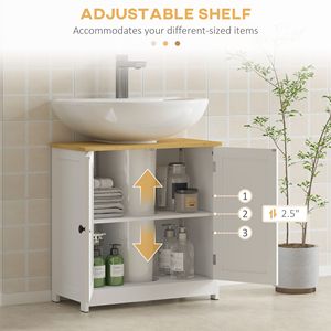 Mobile Bagno Moderno in Legno/MDF a 2 Ante Bianco, Armadietto Salvaspazio 23.5 X 11.75 X 24 per Casa, Ospedale e Hotel - Product Image 5