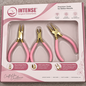Professional Jewelry Making Pliers <b>Set</b> Gold Finish <b>Pink</b> Handle Round Nose Side Cutter Multi Function Wire Forming Craft <b>Tools</b> - Product Image 6