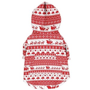 <b>Christmas</b> Nordic Pattern <b>Dog</b> Coat Knit Red White Geometric Design Winter Wear for <b>Dogs</b> Comfortable Fit - Product Image 2