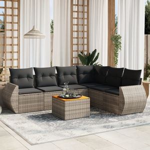 Ensemble de canapés de jardin en rotin gris foncé 6 places, mobilier d'extérieur au design contemporain - Product Image 3