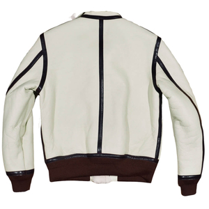<b>Men's</b> Genuine Aviator <b>Shearling</b> Puffer <b>Jacket</b> Windproof Beige Water Resistant Customized Logo Loose Fit Winter Outerwear OEM - Product Image 2