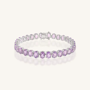 Pulsera de Amatista Rosa en Plata de Ley 92.5 KLSB-20640 - Product Image 1