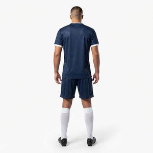 Ensemble d'uniformes de football bleu marine personnalisés, maillot de football à manches courtes et short, vêtements de sport d'équipe - Product Image 2
