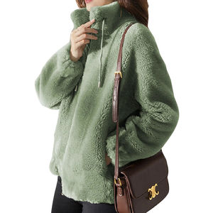 New Women's Winter <b>Warm</b> Sherpa Long Coat Solid Full Super Soft Fleece Custom Casual Long Sleeve Sherpa <b>Jacket</b> For Women's - Product Image 3