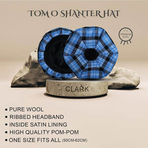 Chapeau écossais en laine personnalisé avec pompon, bonnet en acrylique à motif tartan, vente en gros - Product Image 3