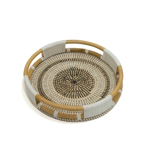 Bandeja de ratán de algas marinas africanas de tamaño personalizado, almacenamiento de alimentos versátil y servicio de té/Café, decoración clásica de Mesa para el hogar - Product Image 3