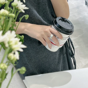 S925 Sterling Silver Children's Fashion Six-Pointed Star Niche Design Pleated Ring Simple Personality Retro - Product Image 5