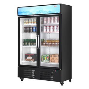 Réfrigérateur commercial vertical pour boissons de 36,27 pi³ avec 8 portes vitrées réglables, vitrine réfrigérée à 2 portes pour vins et boissons - Product Image 1