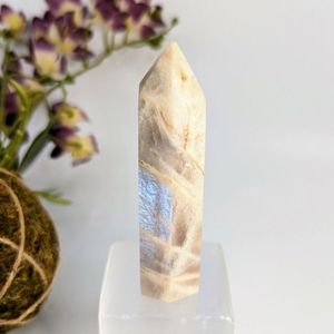 Vente en gros de pierre de lune de pêche obélisque tour Point meilleure qualité cristal naturel Quartz Agate pierre précieuse pour Style Feng Shui - Product Image 1