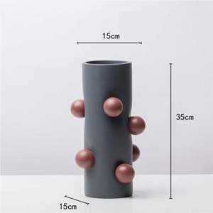 Florero Moderno de Metal Gris Mate de 35 cm, Estilo Nórdico, Diseño de Burbujas, Florero Alto Decorativo para el Hogar, Decoración de Mesa de Boda - Product Image 1