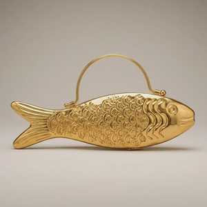 Indian Handmade Brass Fish Shape Clutch Luxury Designer Metal Statement Evening Bag - Product Image 1