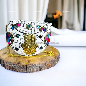 Bolsos de Metal de nuevo diseño, bolso de mano de mosaico colorido de piedra azul en atractivo bolso de mano de mosaico para damas de LUXURY CRAFTS - Product Image 5