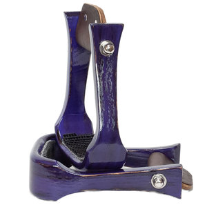Étriers de course de barils Tough Tack Western Saddle en bois avec revêtement en caoutchouc, quincaillerie en laiton de 2 pouces, design rayé, lot de 2 - Product Image 1
