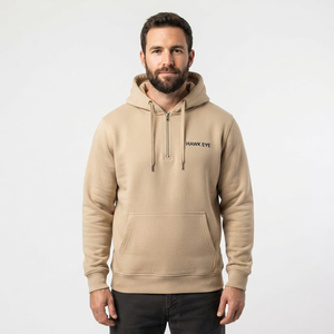 Sweat à capuche tendance pour homme, coupe droite, épaules tombantes, demi-zip, doublure écologique, en molleton de coton épais, collection Printemps - Product Image 1