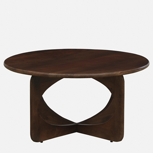 Walnut Finish Round Shape <b>Oval</b> Style Modern Folding Legs Eco Friendly Solid Mango Wooden Home Office Living Room <b>Coffee</b> <b>Tables</b> - Product Image 2
