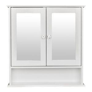 Armadietto da Bagno Bianco DK a Doppia Anta da Parete con Specchio LED per Bagno - Product Image 1