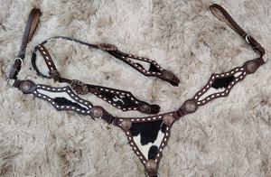 Juego de tachuelas de caballo de cuero de vaca estilo gladiador Placa de pecho de cabeza cuero genuino ligero artículos de equitación de temporada - Product Image 3